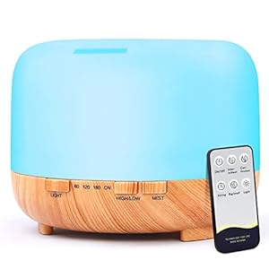 Diffuser Essential Oil Humidifier: 500ml Ultrasonic Aromatherapy Air Vaporizer Remote Control for Large Room Aroma Water Diffusers Timer for Bedroom Home Office