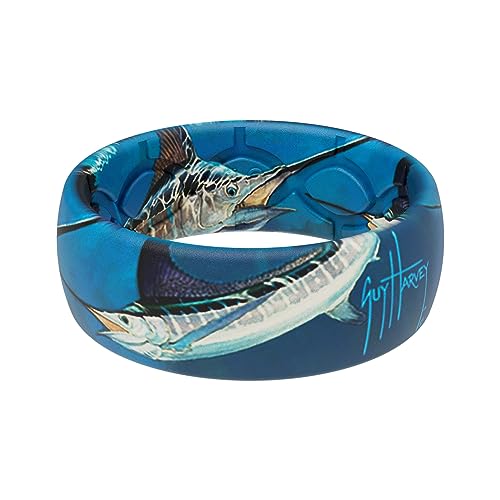 Groove Life Guy Harvey Grand Slam Silicone Ring - Breathable Rubber Wedding Rings for Men, Unique Design, Comfort Fit Ring - Size 11