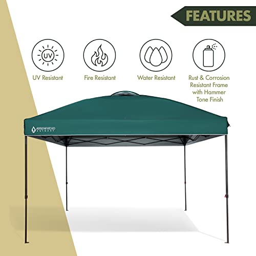 Arrowhead Outdoor 12’X12’ Pop-Up Canopy & Instant Shelter, Easy One Person Setup, Water & Uv Resistant 150D Fabric Construction, Wheeled Carry Bag, Guide Ropes, Green V2 (New) (Kgs0387U) #TOP2