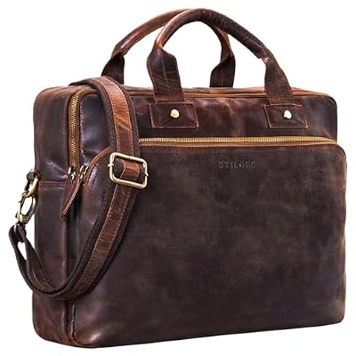 STILORD 'Hector' Grande Borsa Business in Pelle per Uomo | Borsa a Tracolla Vintage con Scomparto per Laptop da 15,6 Pollici | Cartella Pelle XL per Documenti A4 Colore:zamora - marrone