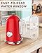 Harriet Electric Kettle, 1.8L Retro Electric Tea Kettle with Thermometer, 1500W Stainless Steel Hot Water Kettle Electric with LED Indicator, Fast Boiling, Cordless, Auto Shut-Off, Red