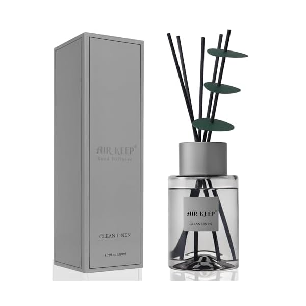 Airkeep reed diffusergrey reed diffuser set67 oz200mlclean linen oil diffuser reed diffuser sticks for home bathroom office decor fragrance and aromatherapy diffuser oil gift set  urban country home decor
