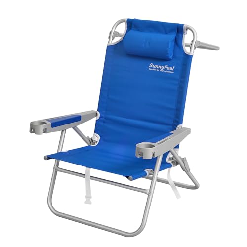 Image of SUNNYFEEL Backpack Beach Chairs for Adults, Mid-Height 5-Position Reclining