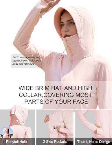 Image of Venzina Women's UPF 50+ Lightweight Athletic Jacket UV Sun Protection Full Zip Cooling Hoodie Long Sleeve Sunscreen Protective Clothing for Women for Outdoor Hiking, S-XL