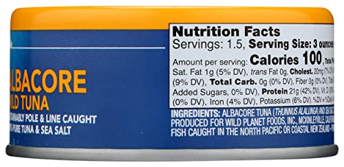 Wild Planet Sustainably Caught Wild Albacore Tuna, Cans, 5 Oz #TOP6