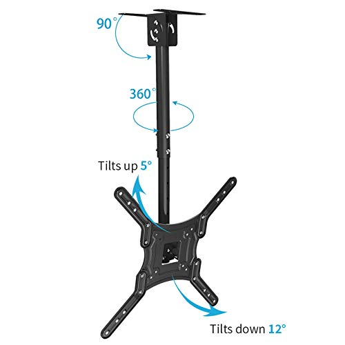 Everstone Full Motion TV Ceiling Mount for 23 to 55" TV Swivel and Tilting Bracket Fit Most Plasma LED LCD Flat Screen and Curved TVs, Up to VESA 400x400mm, HDMI Cable and Level - Image 3