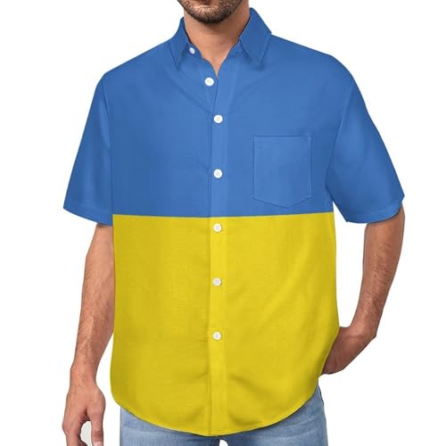 Chemise drapeau Ukraine pour homme à manches courtes et col à boutons