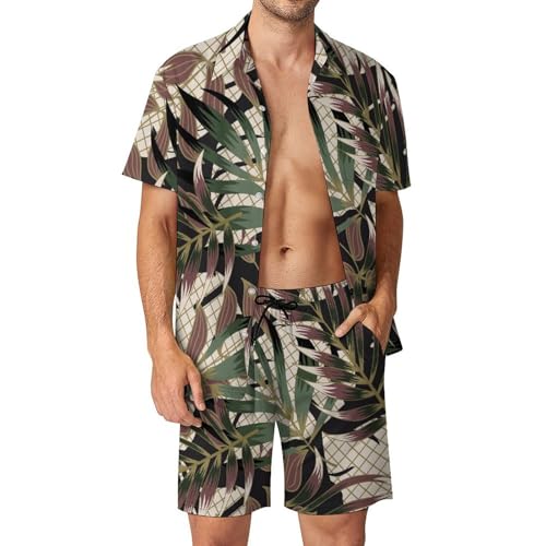 Ensemble Chemise Hawaïenne Homme Short et Pantalon de Plage Été Légère Taille S