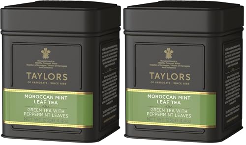 Image of Taylors of Harrogate Moroccan Mint Green Tea Loose Leaf, 4.41 Ounce Tin (Pack of 2)