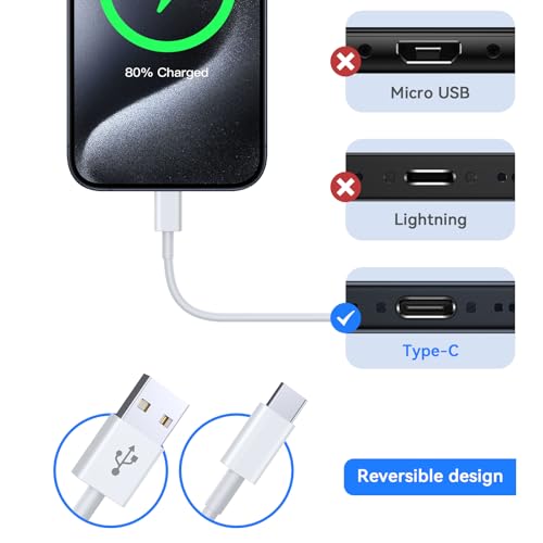 USB C Kabel [ 2Stück 1.8M ], USB Typ C Ladekabel Schnellladung für Samsung Galaxy S24 S23 S22 S21 S20 S10 S9 Note 10 9 8, iPhone 15 Pro… – Ansicht 2