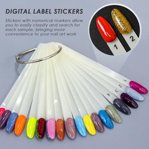 200 Nagel-Probestäbchen, 4 Digitale 1-100, 101-200 Aufkleber, Nagel-Probestäbchen, Nagelkunst-Übungsset, Nagellack-Präsentationsstäbchen