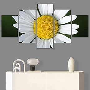 SIGNWIN 5 Panel Canvas Wall Art White Fields...