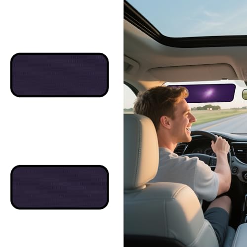 XCBYT Square Car Window Shades for Windshield – 2-Pack Static Cling Glare Blocker Removable Window Tint, Long Size for Wider Sun Coverage, Semi-Transparent with Strong Hold (15.75