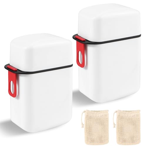 2 Jabonera de Viaje, Resistentes al Agua y a Prueba de Fugas, Camping con 2 Bolsas de jabón de sisal, Color Blanco