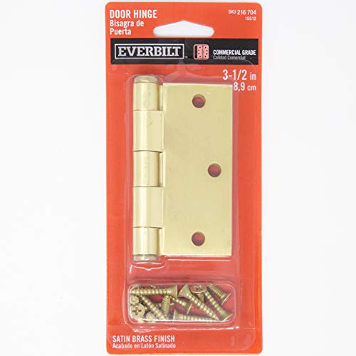 3.5" X 3.5" Satin Brass Door Hinges (12 Pcs), Fits 1-3/8" Thick Doors, Features Non-Rising Removable Hinge Rod For Added Security Heavy Duty Commercial Grade W/Steel Construction & Satin Brass Finish #TOP5