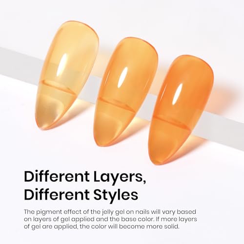 Image of Beetles Orange Gel Nail Polish, 15ML Summer Jelly Gel Polish Sheer Translucent Effect Gel Soak Off UV Orange Burst Series French Nail Art Manicure Gift for Women