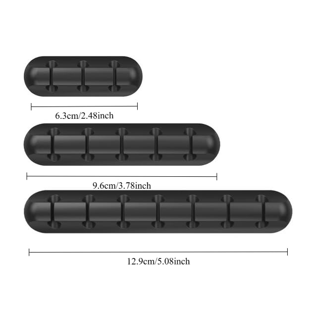 3 Pack Cable Holder Clips, Organizador de Cables para Escritorio, Mesita de Noche y Oficina para Gestionar Seguramente Cables USB de Carga, Energía y Mouse, Negro miniatura 2