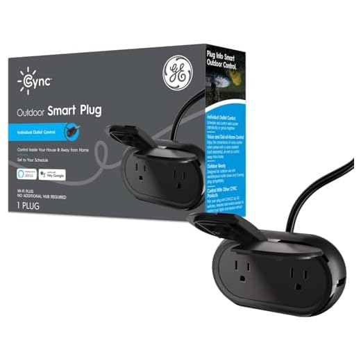 GE CYNC Outdoor Smart Plug, Bluetooth and Wi-Fi Outlet Socket, Works with Alexa and Google Home, Weather Resistant Plug, Voice Control Outlet (1 Pack)