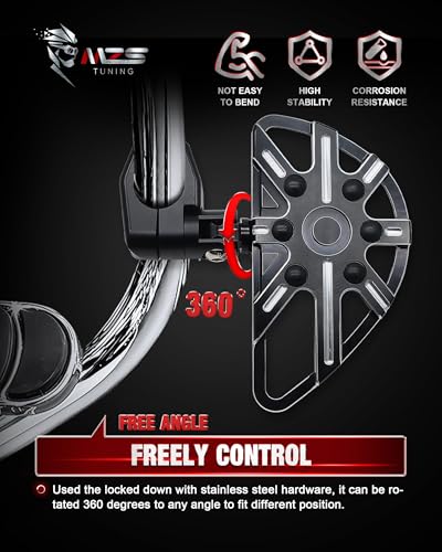 Image of MZS Motorcycle Highway Pegs, 1.25 inch Short Adjustable Highway Foot Peg CNC Aluminum Compatible with Road Glide King Softail Electra Street Glide Sportster Vulcan Chief Boulevard for 1 1 /4 Engine Guards