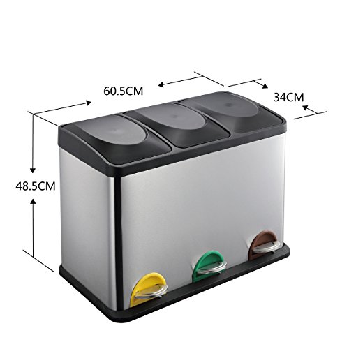 Lyndan - 45 litri 45L Anti Impronte Pattumiera a