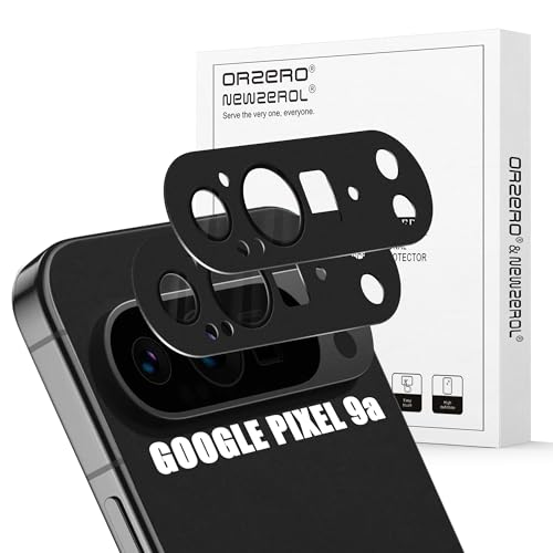 Orzero (2 Pack Camera Lens Protector Compatible for Google Pixel 9a, Potector de Cámera Premium Metal and Glass Precise Camera Cutouts High Definition Anti-Scratch - Black