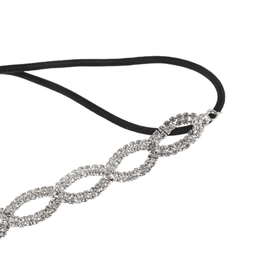 Diadema elástica con pedrería y tocado nupcial brillante para novias y damas 3