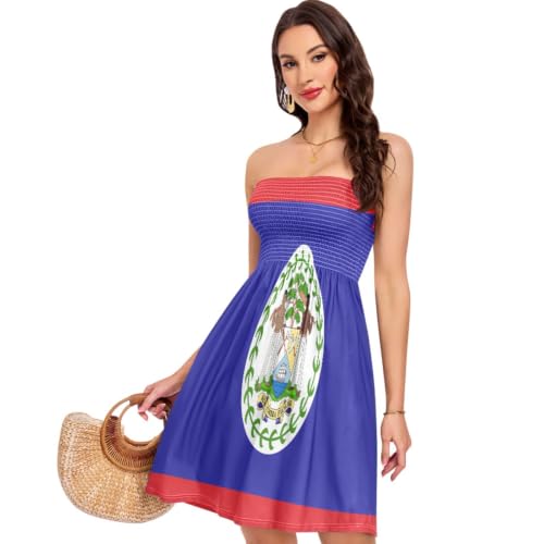 Robe d'été sans manches pour femme aux couleurs du drapeau du Belize