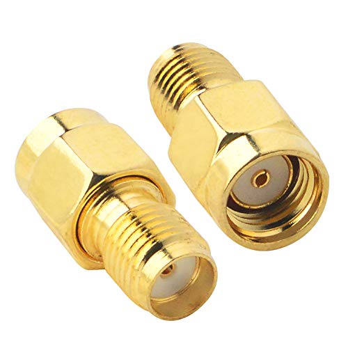 SMA Coaxial Coax SMA Female (No Pin) to RP-SMA Male (No Pin) Antennas Connector Converter for WiFi Antenna/Goggles/FPV Drone/Security Camera/Signal Booster/Router(Pack of 2)
