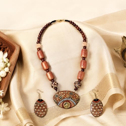 Image of AAKRITI ART CREATIONS Handcrafted Women's Jewelry Set - Elegant Ethnic Necklace and Earrings, Statement Fashion Accessories for Parties & Festivals