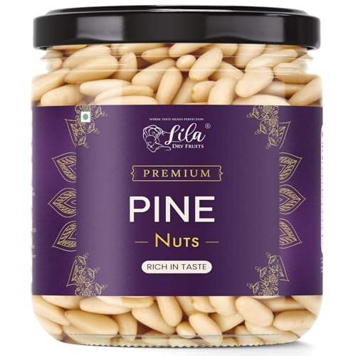 Image of LILA DRY FRUITS Pine Nuts without Shell 50 gms | Exotic Chilgoza Pine Nut Naturally Fresh, Crunchy & Aromatic | Big Size Neza Nuts Ideal for Cooking, Snacking Perfect for Gifting
