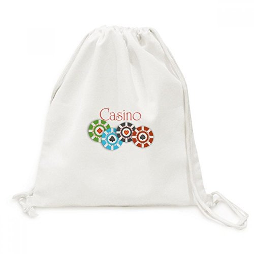 Toile Drawstring Backpack sac de voyage léger et pliable motif Casino Chips
