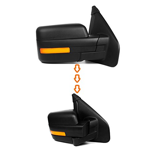 DEDC Towing Mirrors Ford F150,Ford Tow Mirrors,2007-2014 Pair Power Heated,Turn Signal Lights,Back Reflector 2007 2008 2009 2010 2011 2012 2013 2014
