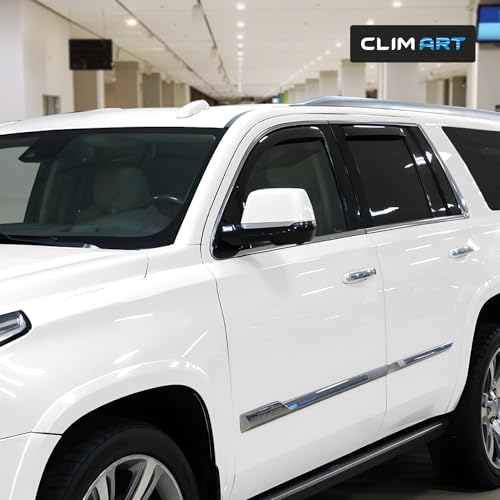 Image of CLIM ART in-Channel Incredibly Durable Rain Guards for Cadillac Escalade ESV 2015-2020, Original Window Deflectors, Vent Window Visors, Vent Deflector, 4 pcs. - 615259