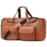 BOLOSTA Travel Duffel Bag for Men Women, Large PU Leather Carry on Duffle Bags for Traveling, Waterproof Overnight Weekender Duffel Bag with Shoe Compartment - Perfect for Daily Use/Birthday Gift