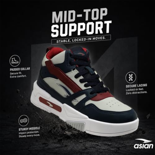Image of ASIAN Men's MEXICO-11 Casual Sneaker Shoes with Synthetic Upper Lightweight Comfortable Mid Top Sneaker Shoes for Men's & Boy's