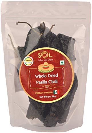 Sol Whole Dried Pasilla Chillies with stem, 60g