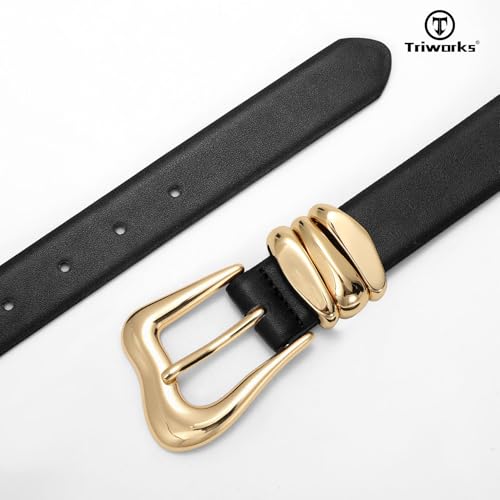Women Leather Belt with Gold Buckle Fashion Ladies Leather Waist Belt for Jeans Pants4