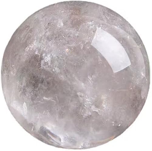 Bola esférica de cristal de cuarzo transparente con soporte de madera, escultura de esfera de cristales curativos grandes, decoración del hogar y la