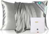 ZIMASILK Funda de Almohada de Seda 19 Momme, 50x75 cm, Gris Oscuro