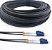 Elfcam® - 150m/492.1ft Outdoor and Indoor Shielded Armored Fiber Optic Cable LC/UPC to LC/UPC OS2 Singlemode Duplex 9/125μm LSZH, Black 150 Meters
