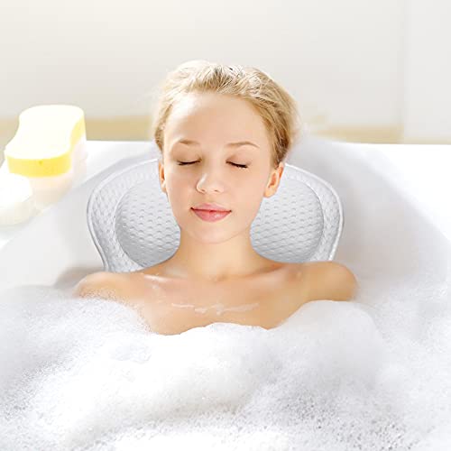 Bath Pillow, Tub Pillow For Bathtub Support Neck,Head And Back With Strong Non-Slip Suction Cups And Comfortabl 3D Airmesh Bath Pillow For Men And Women #TOP2