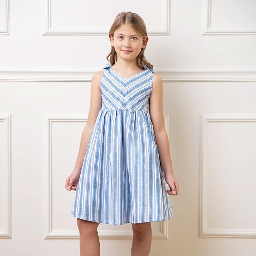 Hope & Henry Girls' Sleeveless Bow Shoulder Swing Dress2