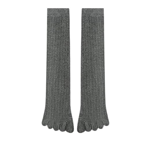 MKLHAVB 3 Pares hasta La Rodilla Calcetines De Cinco Dedos For Hombres Calcetines De Pantorrilla A Rayas De Color Sólido Primavera Verano Absorción(Dark Grey)
