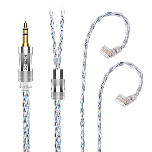 NICEHCK C8s-3 8芯イヤホンオーディオケーブル 高純度銀メッキ銅 OFC qdc 2Pin 3.5mmプラグ 金属製コネクタ 着脱式 柔らかい アップグレードケーブル 3極 柔らかい 1.2m DIYイヤホンのアクセサリ 耳掛け式 音質改善qd