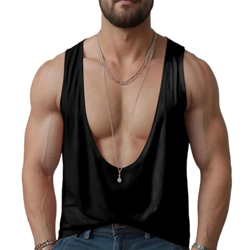 Camiseta sin mangas de hombre con cuello en V profundo transpirable y ligera
