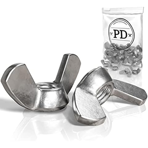 PD® Flügelmuttern M6 (DIN 315) | Hochwertige A2 V2A Edelstahl Flügelmutter | Rostfreie Wing Nut Schmetterlingsmutter zur universellen Nutzung | 5 Stück Cover