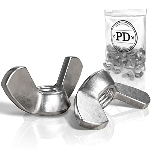 PD® Tuercas de mariposa M8 (DIN 315) | Tuerca de mariposa de acero inoxidable A2 V2A | Tuerca de mariposa de acero inoxidable para uso universal | 5 piezas