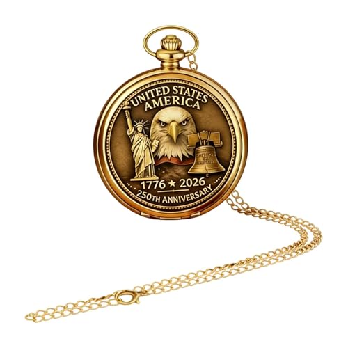 Relojes de bolsillo para hombres con cadena del 250º aniversario estadounidense para colección