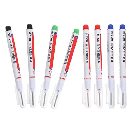 DIKACA Rotuladores Permanentes 8 Piezas (negro, Rojo, Verde, Azul), Tinta a Base de Aceite Resistente al Agua para Carpintería y Azulejos, Punta Robusta para Cavidades Profundas, Uso