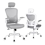 Flysky Ergonomic Office Chair - Breathable Mesh Swivel Computer Chair, Lumbar Back Support Task Chair, Office Chairs with Headrest and Flip-up Arms, Adjustable Height Executive Rolling Chair